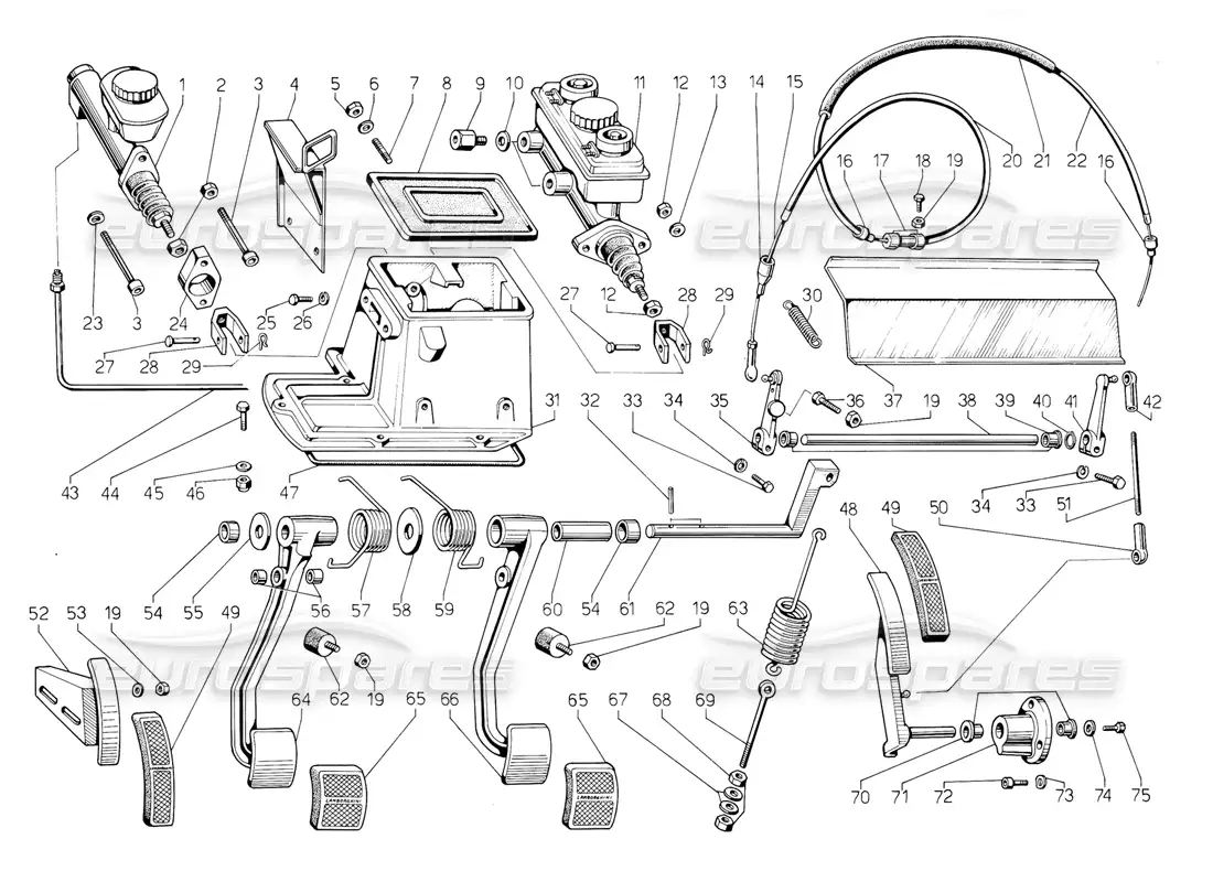 lamborghini jalpa 3.5 (1984) pedales derechos diagrama de piezas