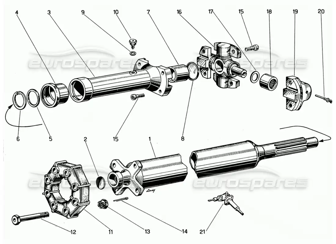 ferrari 330 gt 2+2 eje de transmisión diagrama de piezas