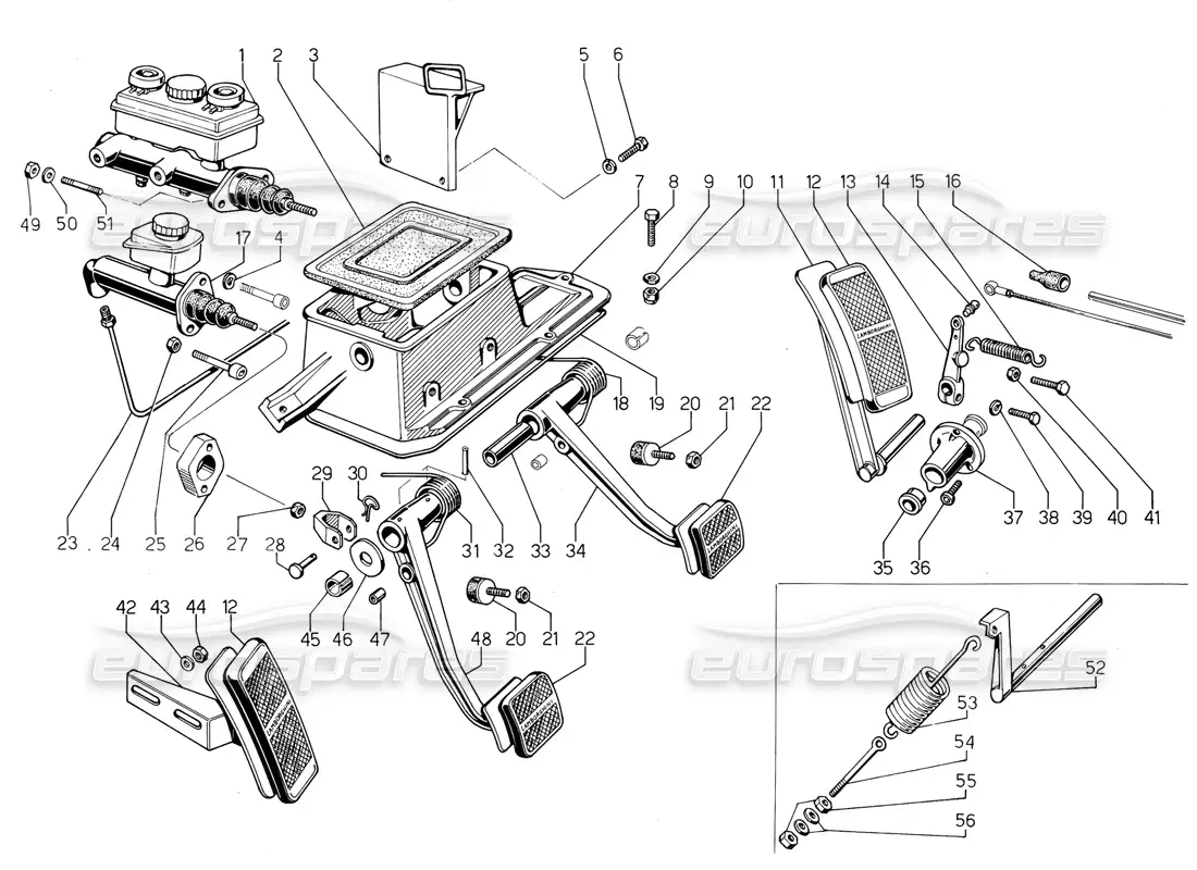 lamborghini jalpa 3.5 (1984) pedales diagrama de piezas