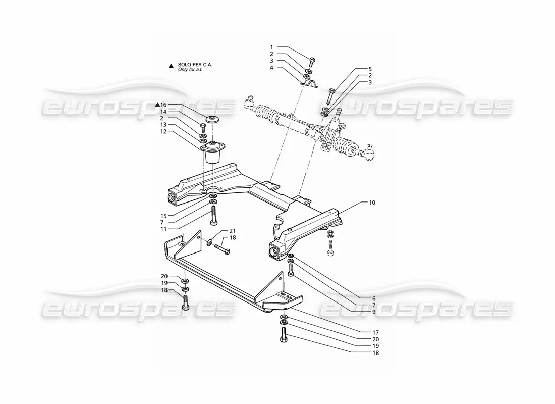 maserati qtp v6 (1996) subchasis delantero de la caja de dirección diagrama de piezas