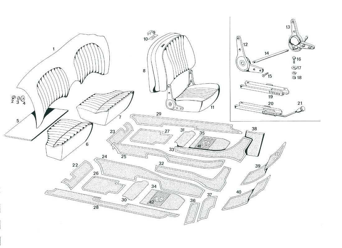 maserati mexico diagrama de piezas de asientos y tapizados