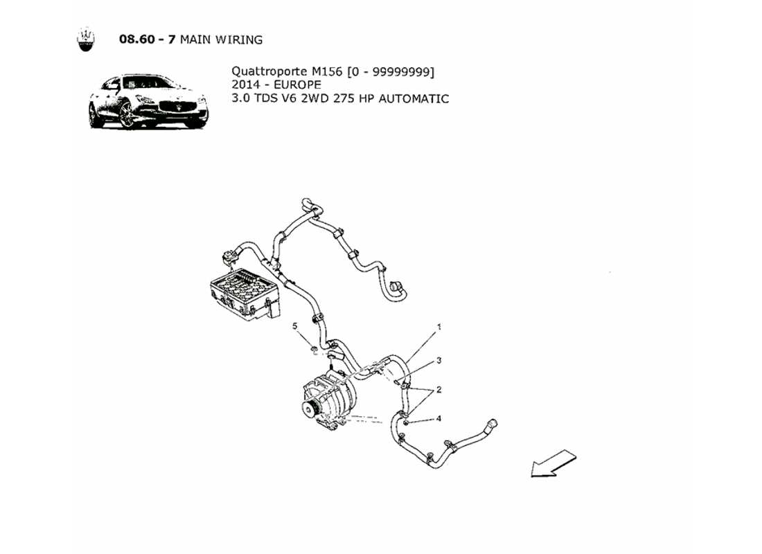 maserati qtp. v6 3.0 tds 275bhp 2014 diagrama de piezas de cableado principal