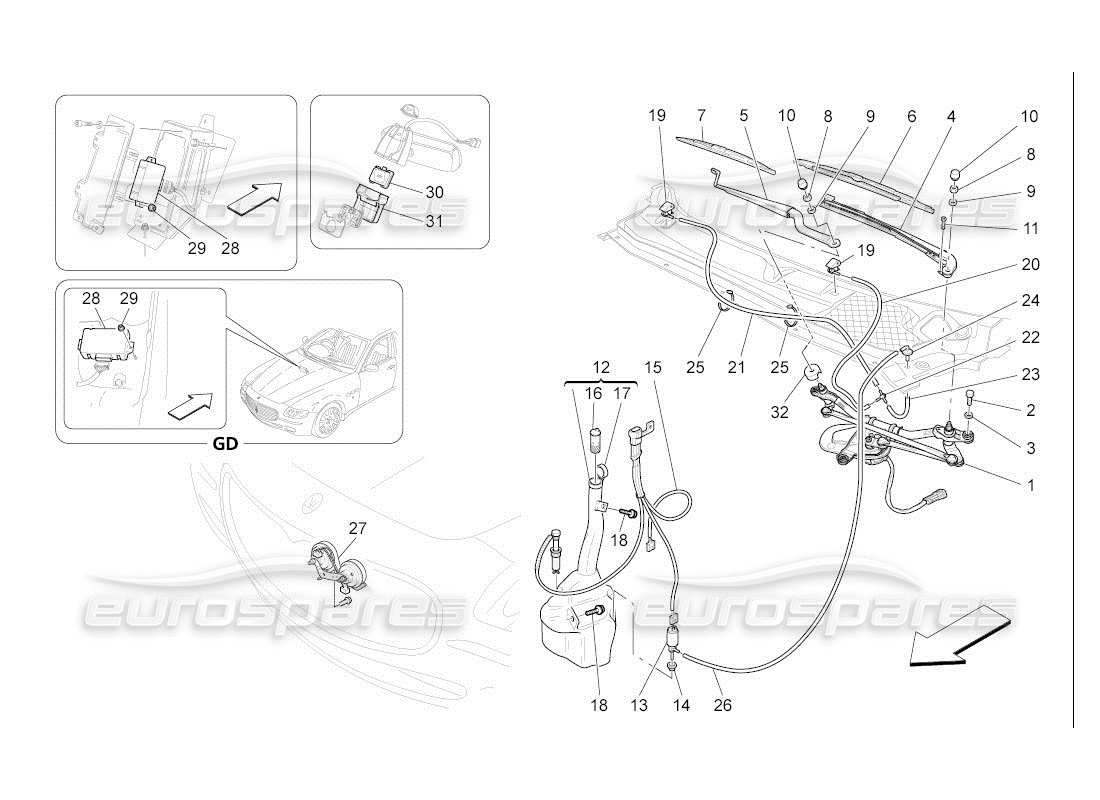 maserati qtp. (2007) 4.2 auto diagrama de piezas de dispositivos externos del vehículo