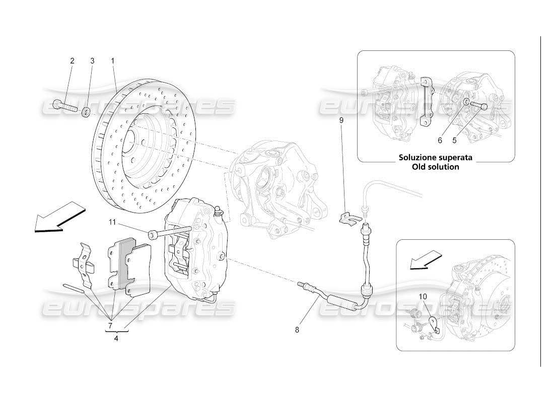 maserati qtp. (2007) 4.2 auto diagrama de piezas de los dispositivos de frenado en las ruedas traseras