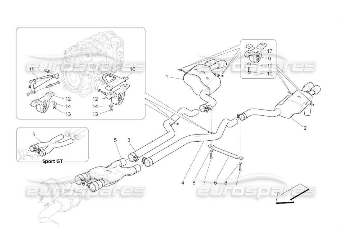 maserati qtp. (2007) 4.2 f1 silenciadores diagrama de piezas
