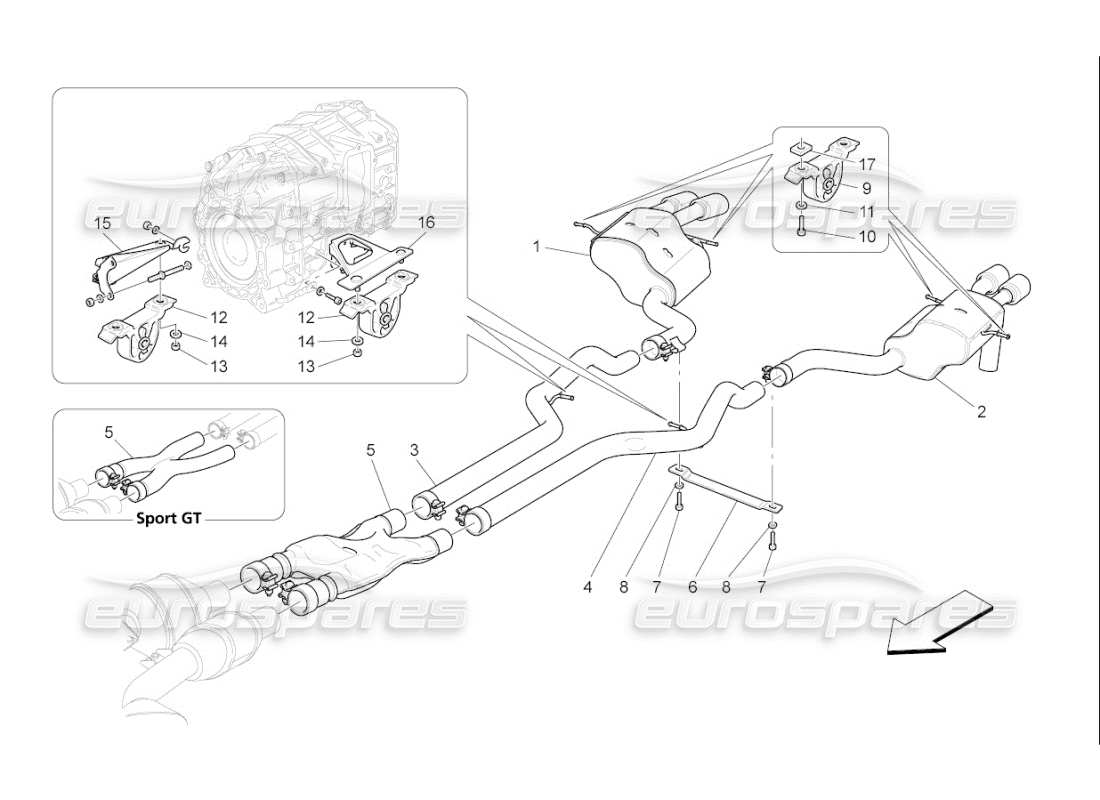 maserati qtp. (2007) 4.2 f1 diagrama de piezas de silenciadores