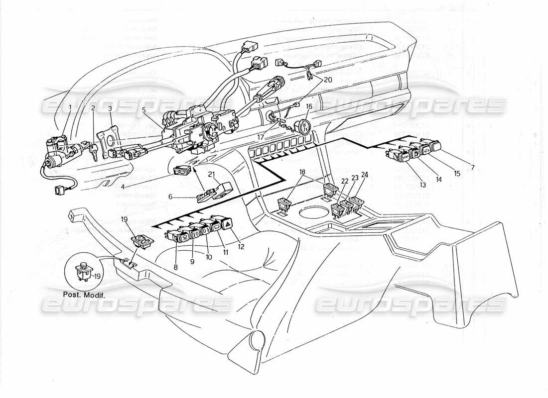 maserati 228 interruptores y dirección diagrama de piezas