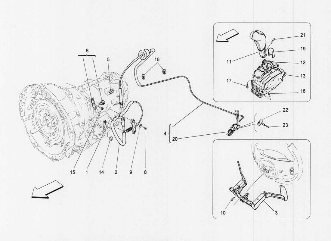 maserati qtp. v6 3.0 tds 275bhp 2017 controles del conductor para el diagrama de piezas de la caja de cambios automática