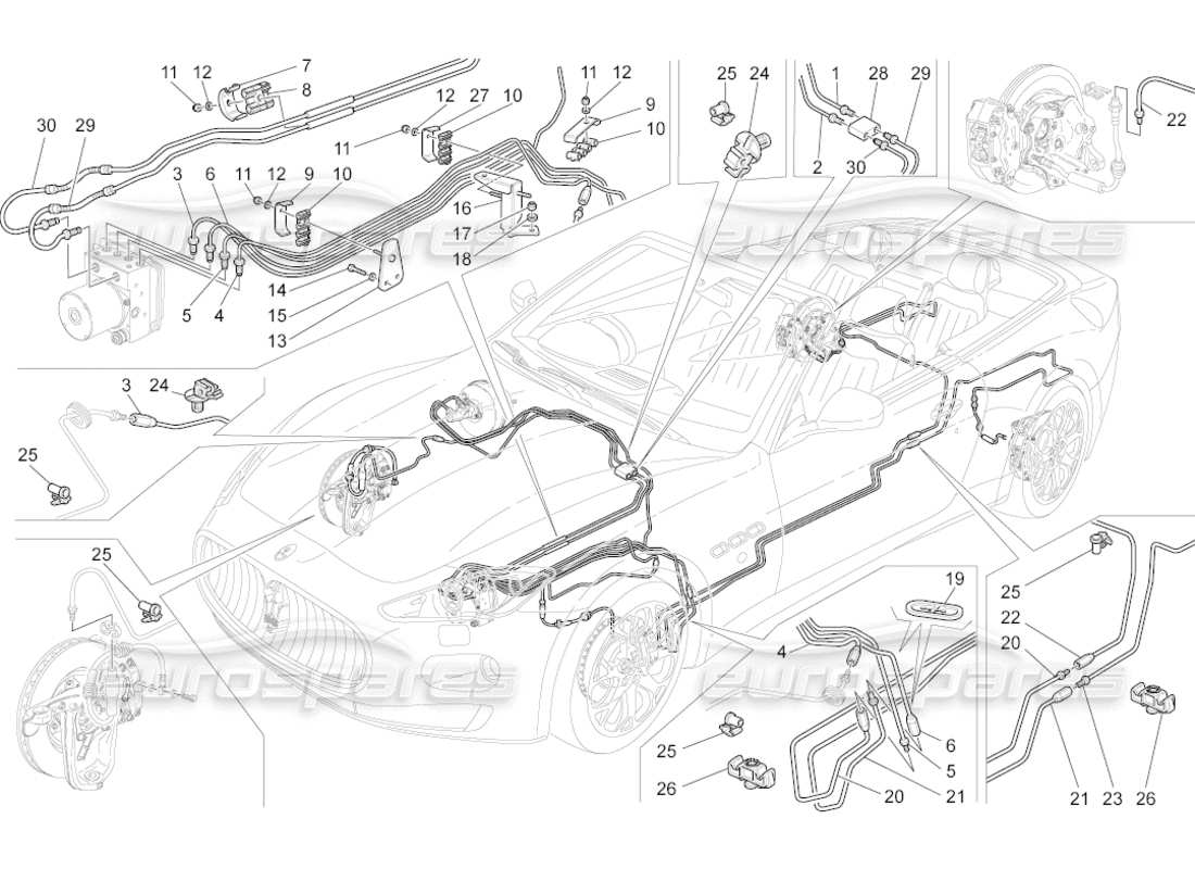 maserati grancabrio (2011) 4.7 diagrama de partes de líneas