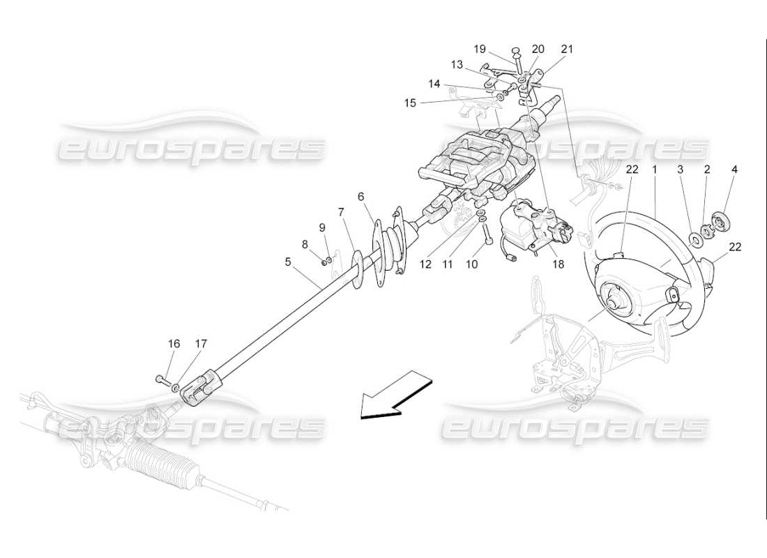 maserati qtp. (2009) 4.7 auto diagrama de piezas de la unidad de volante y columna de dirección