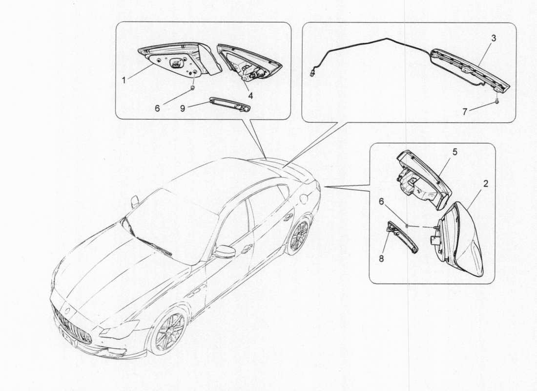 maserati qtp. v6 3.0 bt 410bhp 2015 diagrama de piezas de los grupos de luces traseras