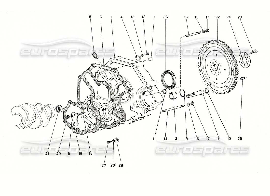 ferrari 308 gt4 dino (1976) espaciador de carcasa de volante y embrague diagrama de piezas
