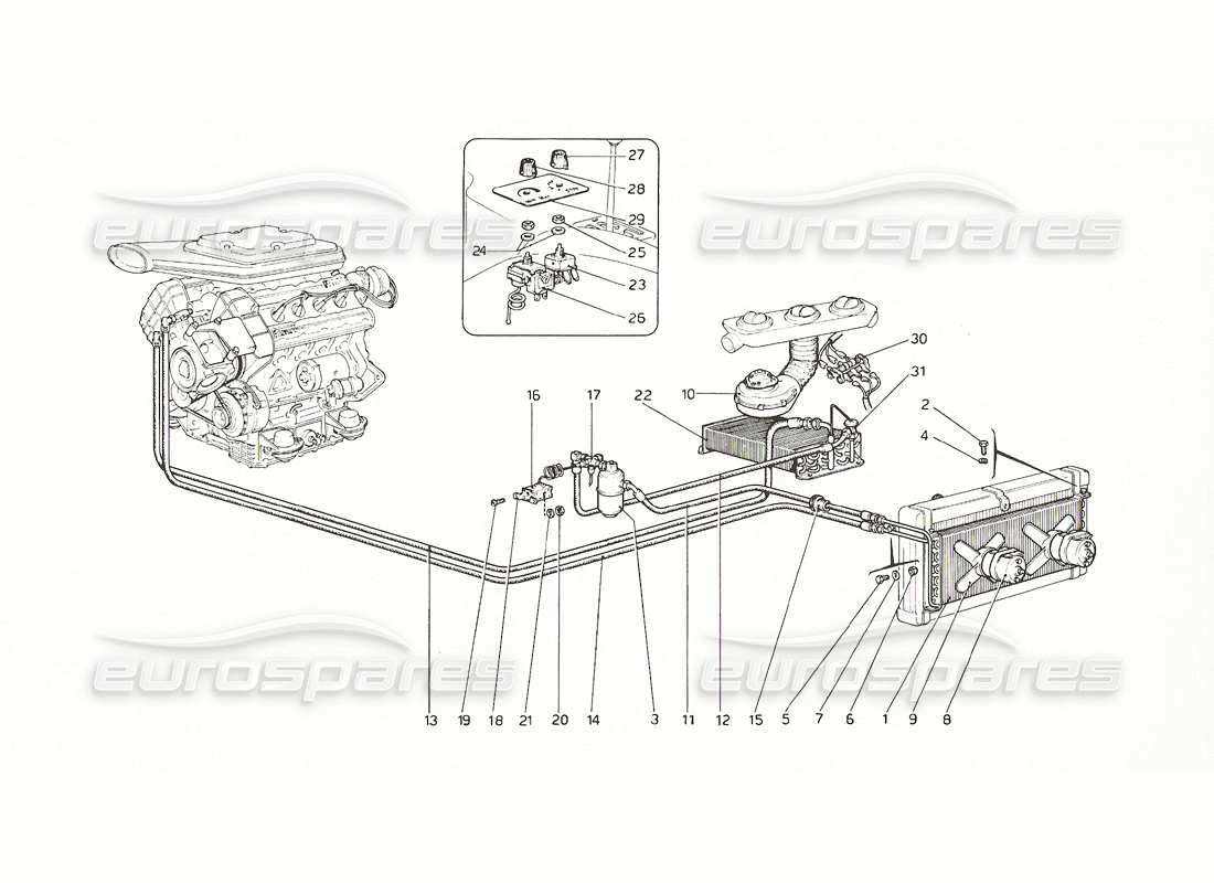 ferrari 308 gt4 dino (1976) diagrama de piezas del sistema de aire acondicionado (hasta n. 12162)
