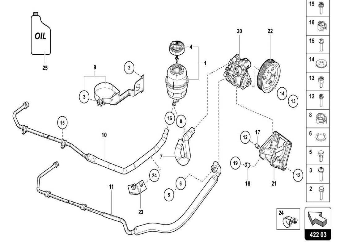 lamborghini centenario spider diagrama de piezas de la dirección asistida