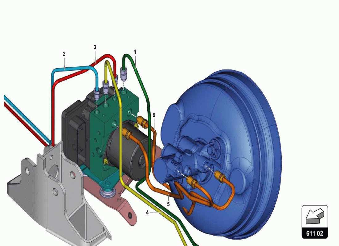 lamborghini centenario spider servo freno, tubos y sistema de vacío diagrama de partes