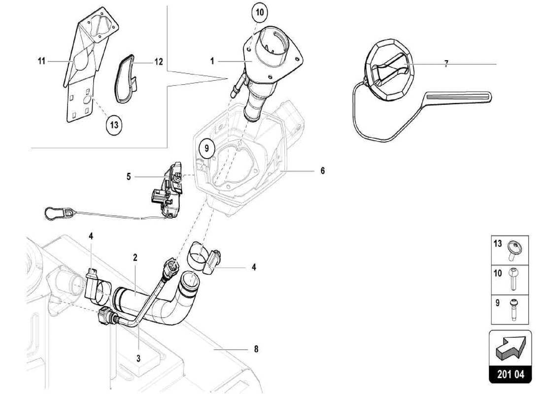 lamborghini centenario spider diagrama de piezas del cuello de llenado de combustible