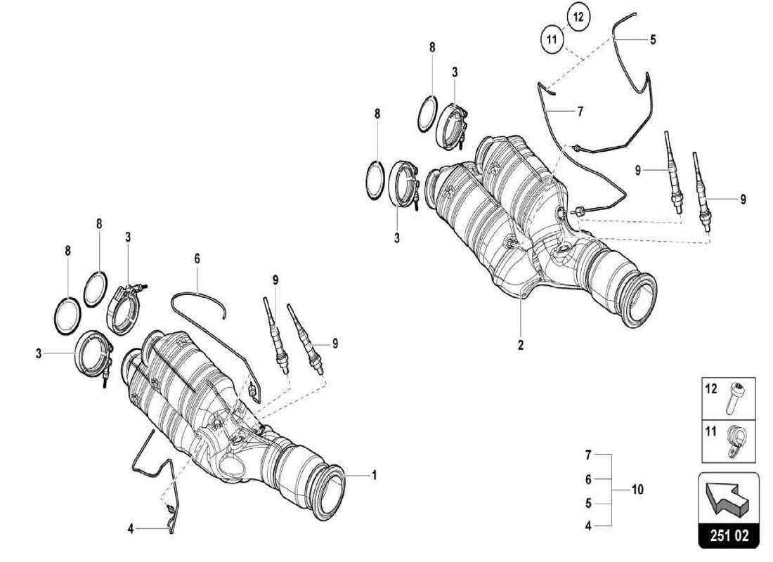 lamborghini centenario spider diagrama de piezas del convertidor catalítico