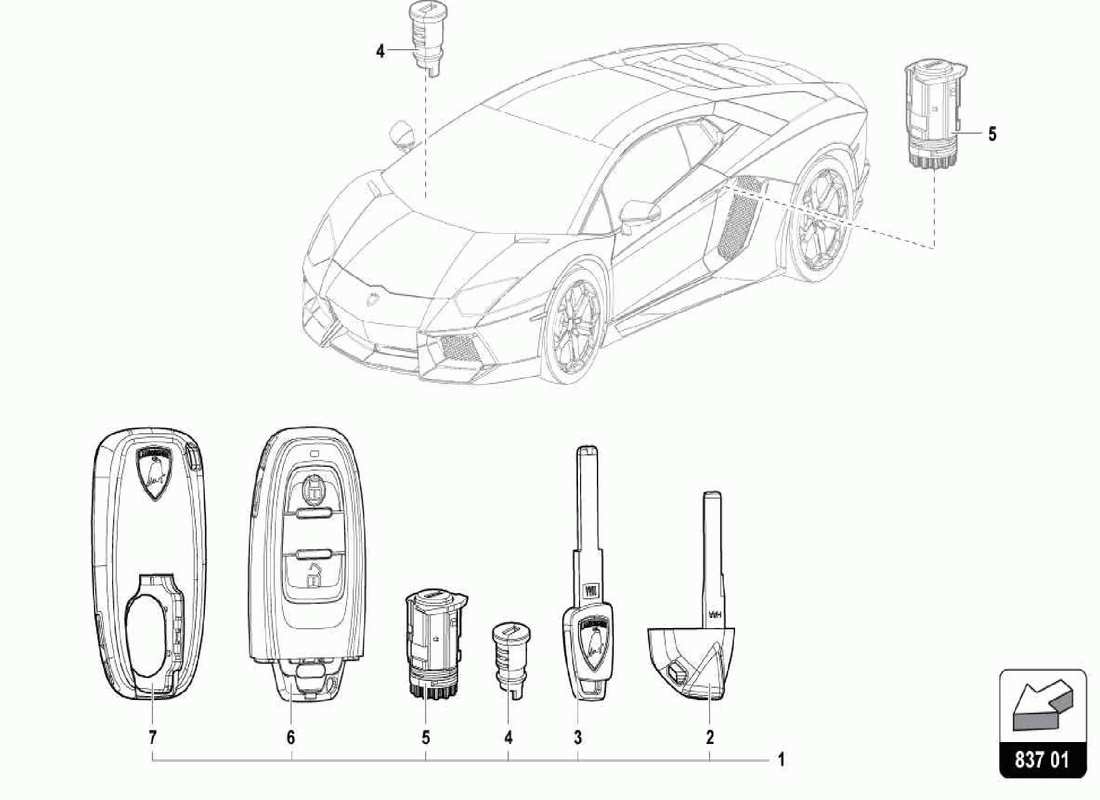 lamborghini centenario spider cilindro de cerradura con llaves diagrama de piezas