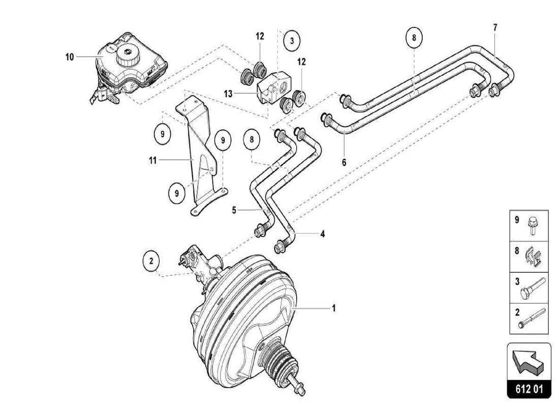 lamborghini centenario spider diagrama de piezas del servo freno