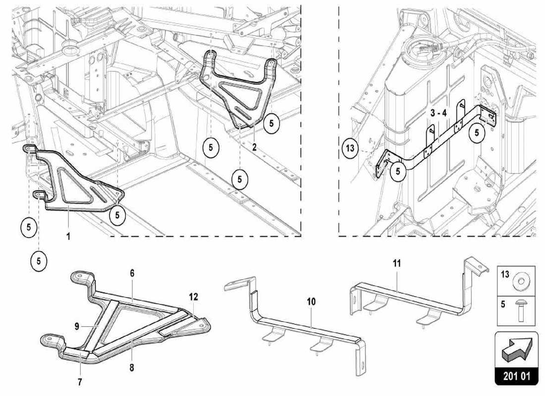 lamborghini centenario spider diagrama de piezas de línea y tanque de combustible
