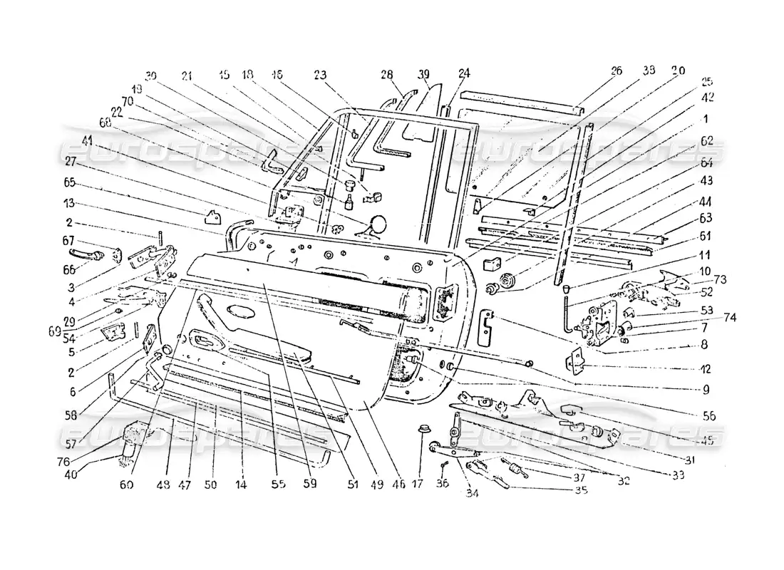 ferrari 365 gt 2+2 (coachwork) puertas y molduras diagrama de piezas