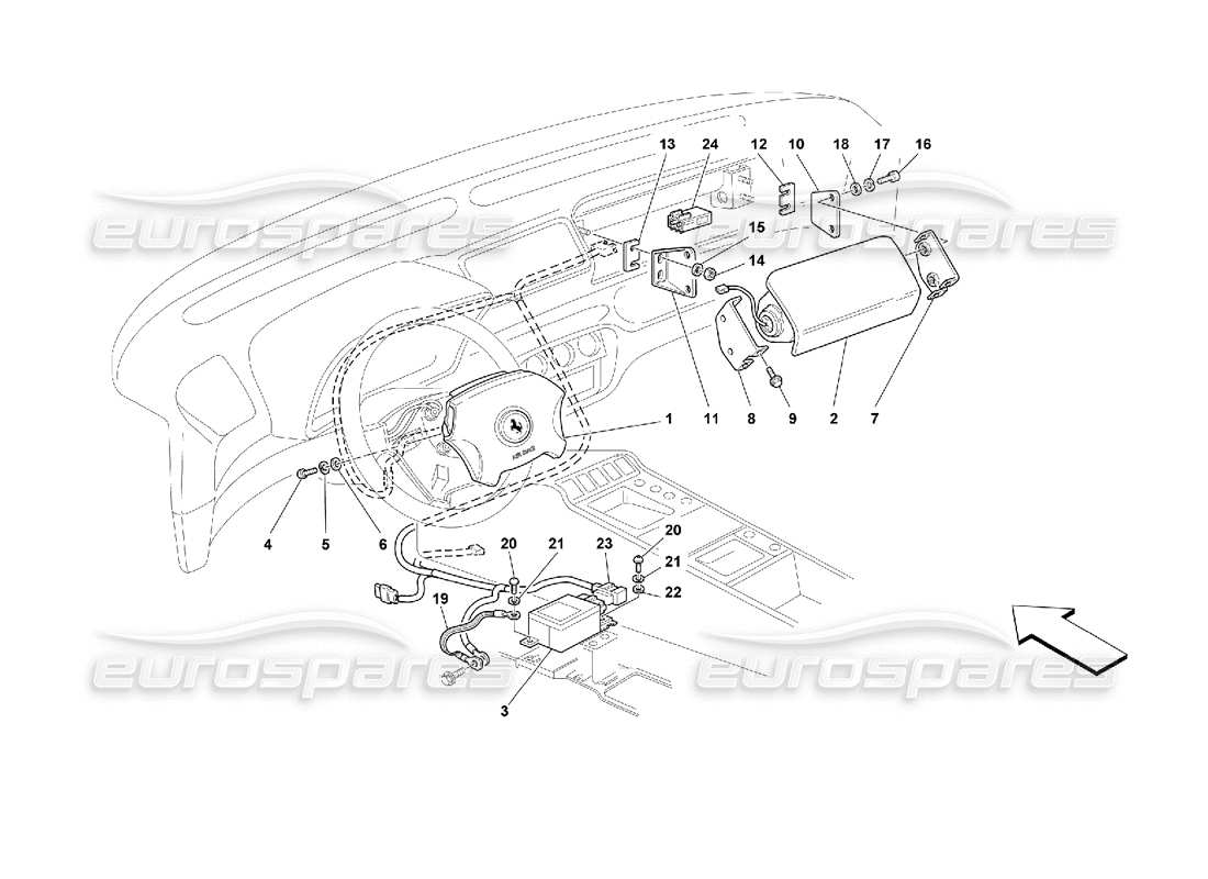 ferrari 355 (2.7 motronic) diagrama de piezas de las bolsas de aire