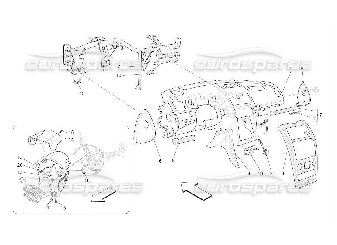 maserati qtp. (2007) 4.2 auto diagrama de piezas de la unidad del tablero