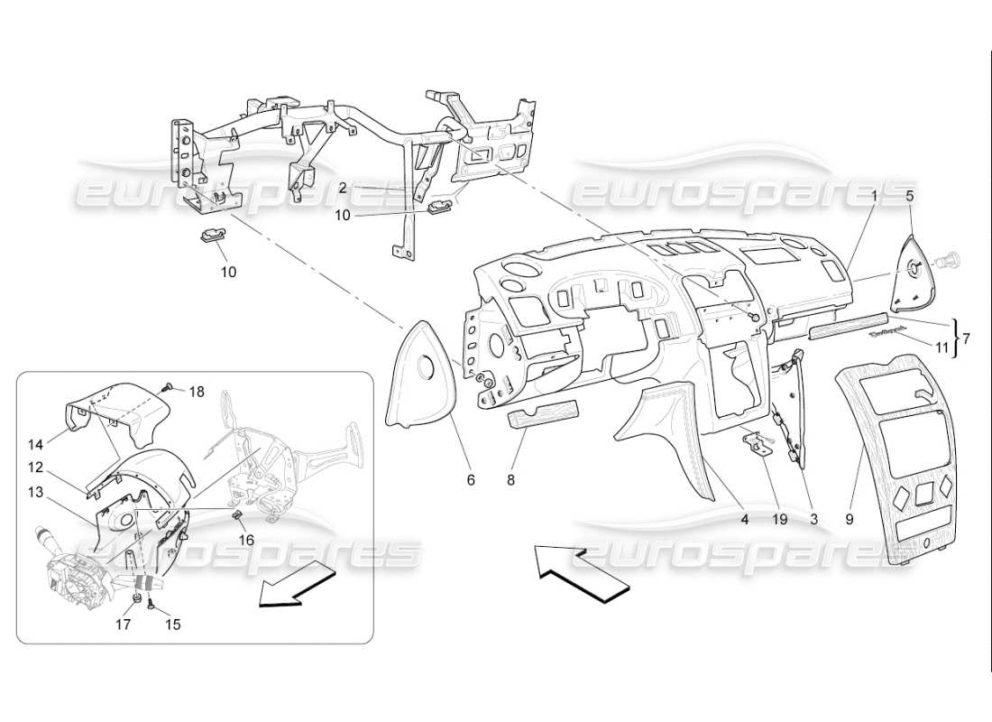 maserati qtp. (2007) 4.2 f1 diagrama de piezas de la unidad del tablero