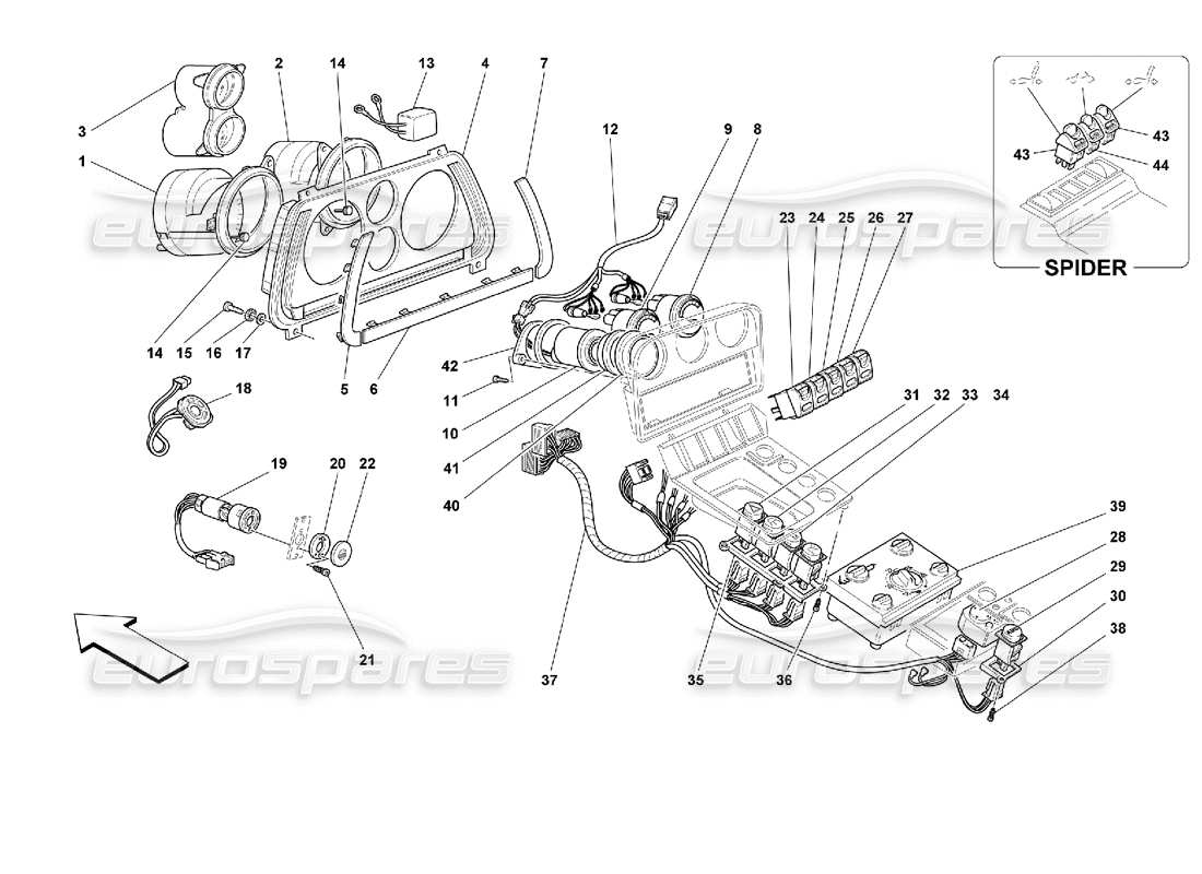 ferrari 355 (2.7 motronic) instruments diagrama de piezas