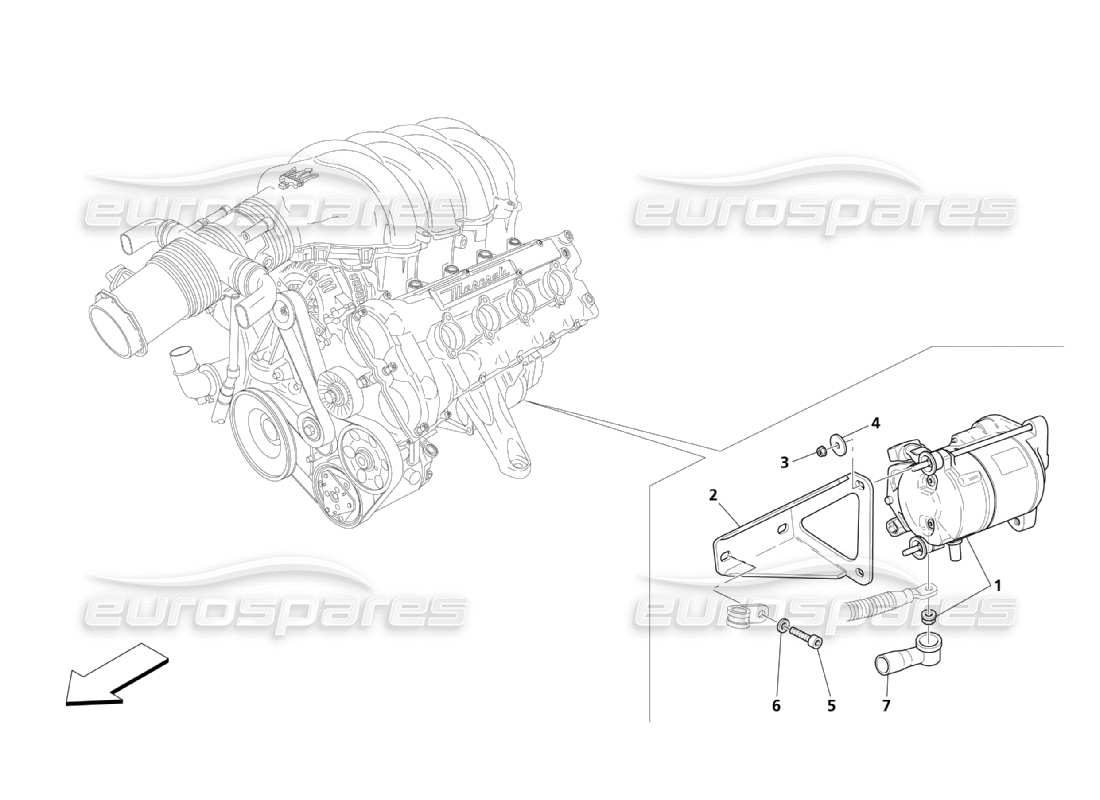 maserati qtp. (2003) 4.2 control electrónico: diagrama de piezas de arranque del motor