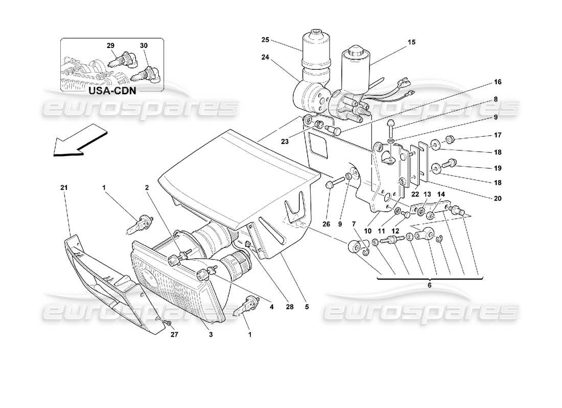 ferrari 355 (2.7 motronic) diagrama de piezas del dispositivo de elevación de luces y faros