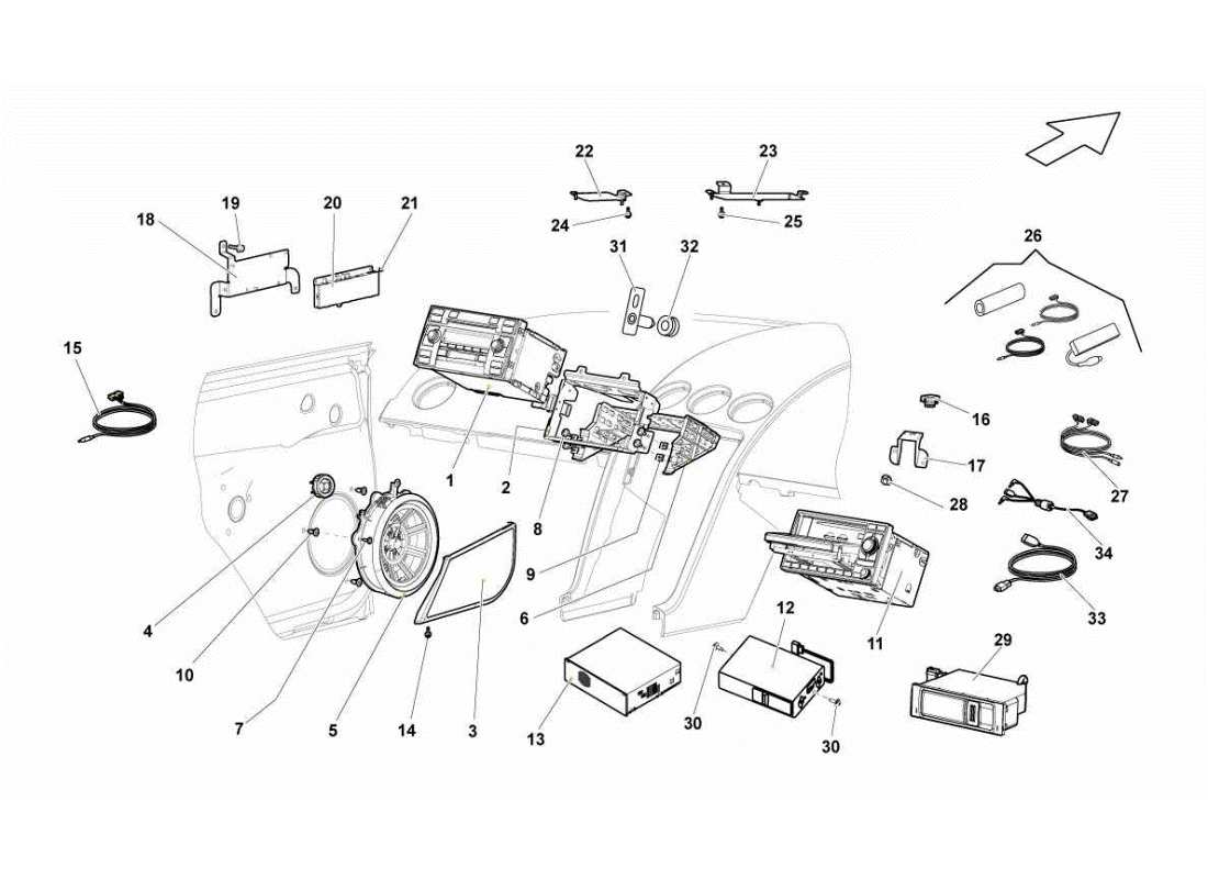 lamborghini gallardo sts ii sc sistema de alta fidelidad diagrama de piezas