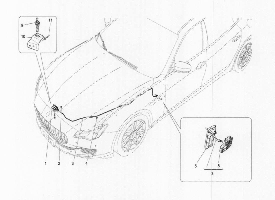 maserati qtp. v6 3.0 tds 275bhp 2017 diagrama de piezas de control de apertura de la tapa frontal
