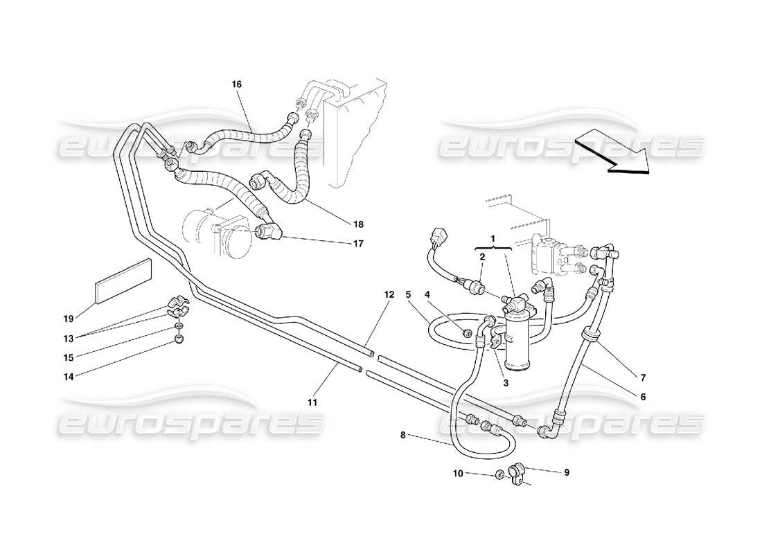 ferrari 355 (5.2 motronic) diagrama de piezas del sistema de aire acondicionado