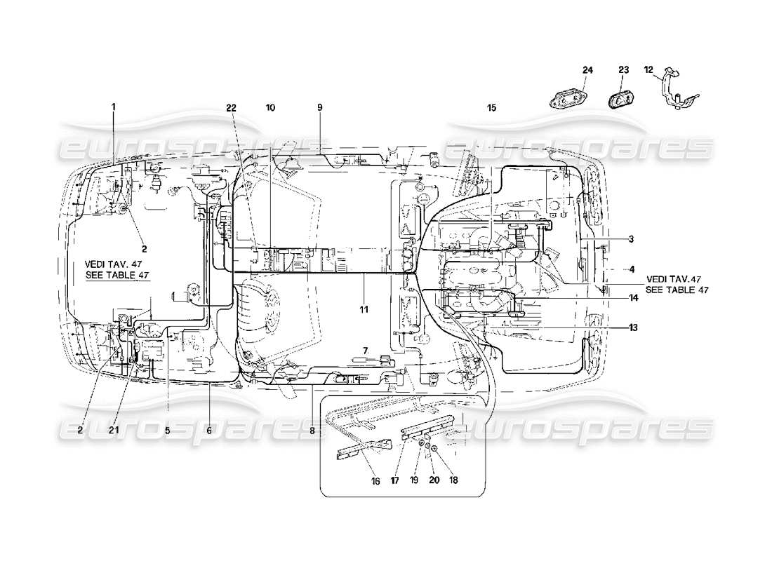 ferrari 348 (2.7 motronic) sistema eléctrico diagrama de piezas