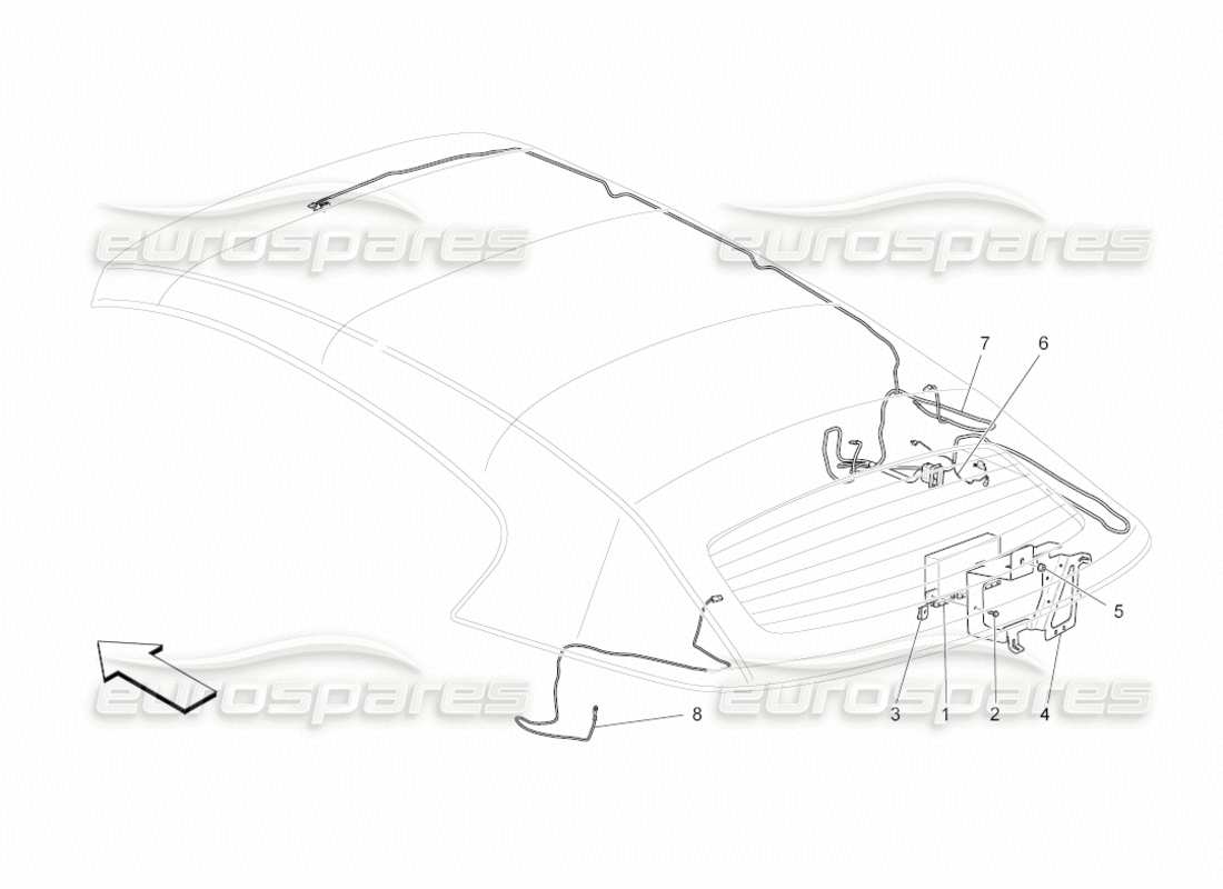 maserati grancabrio (2010) 4.7 capote eléctrico: diagrama de piezas de control electrónico
