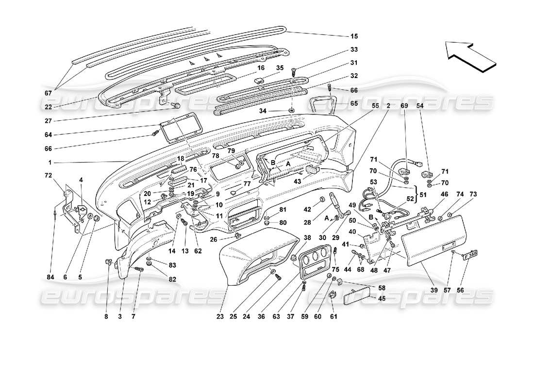 ferrari 355 (2.7 motronic) diagrama de piezas del tablero