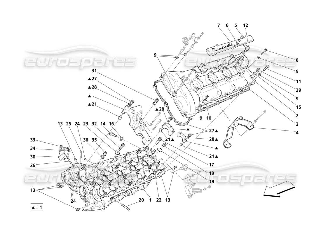 maserati qtp. (2003) 4.2 diagrama de piezas de la culata izquierda
