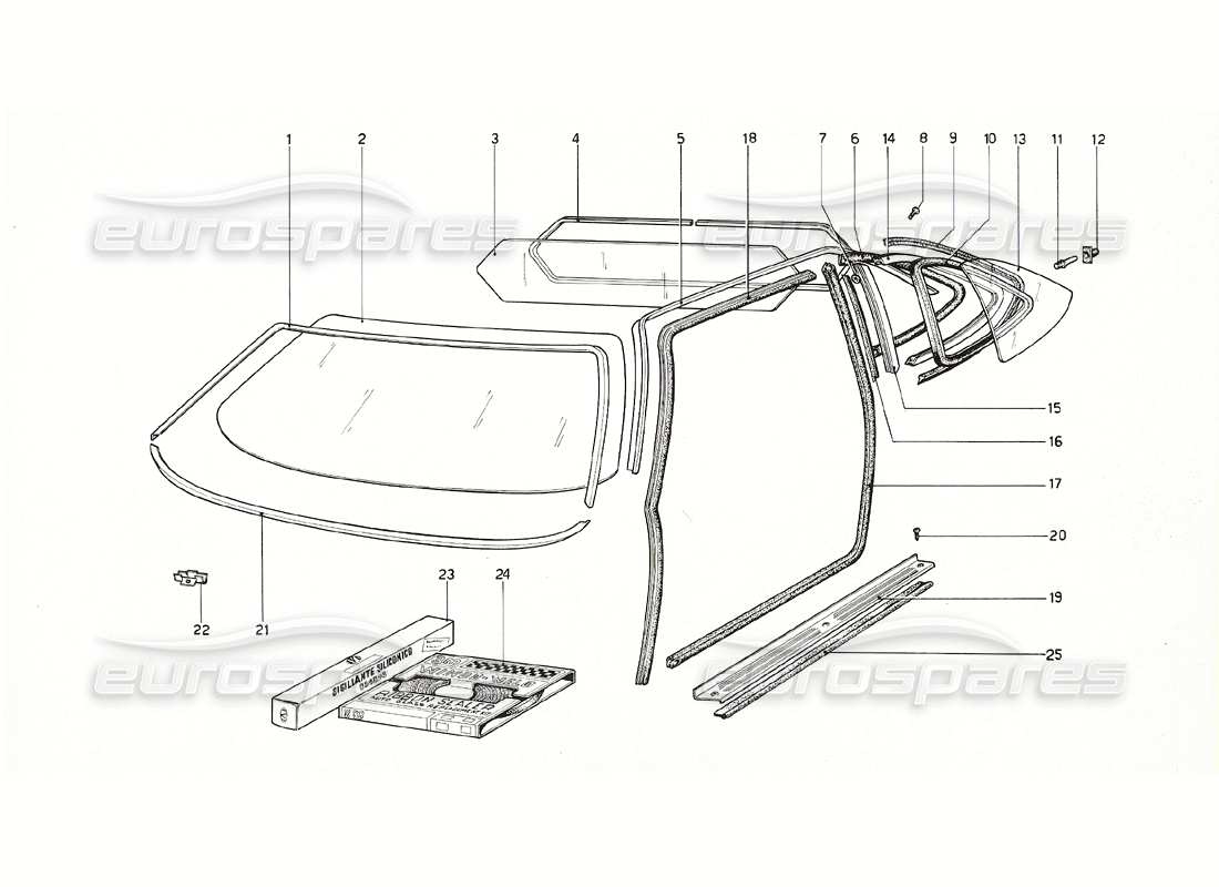 ferrari 308 gt4 dino (1976) diagrama de piezas de gafas