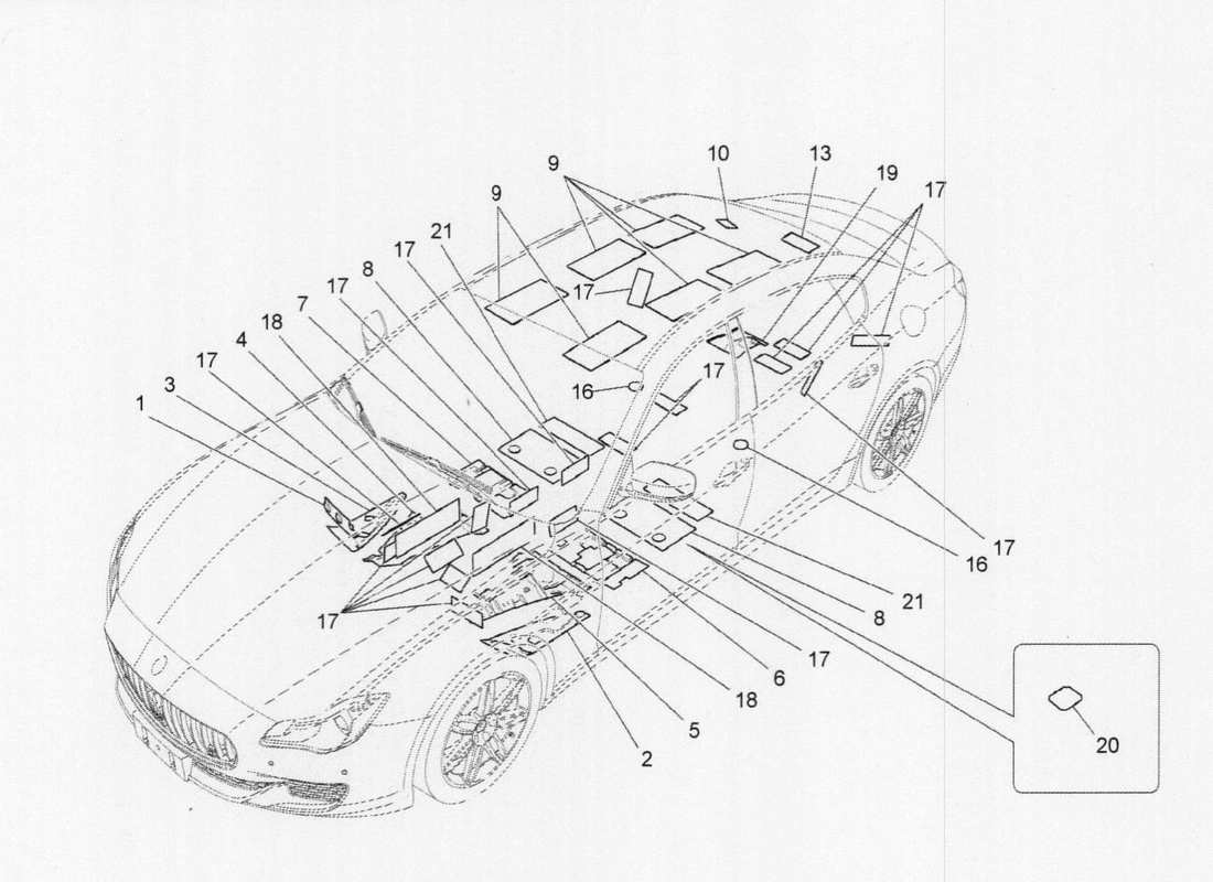 maserati qtp. v6 3.0 tds 275bhp 2017 diagrama de piezas de aislamiento acústico