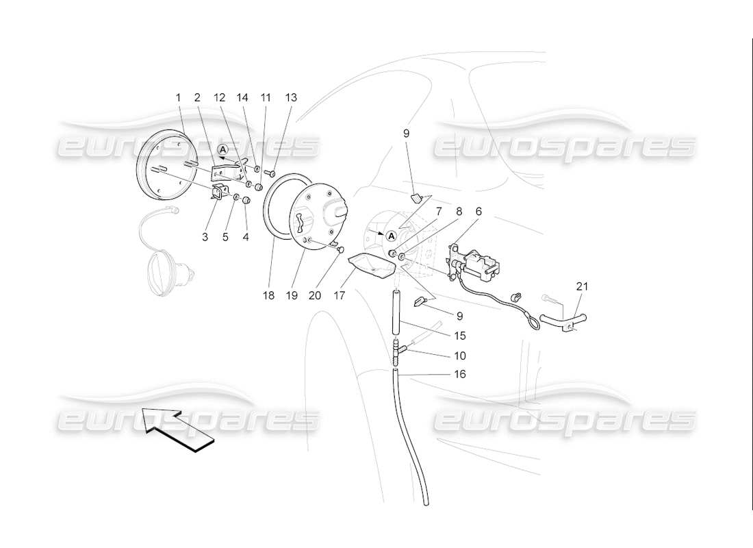 maserati qtp. (2006) 4.2 f1 diagrama de piezas de controles y puerta del tanque de combustible