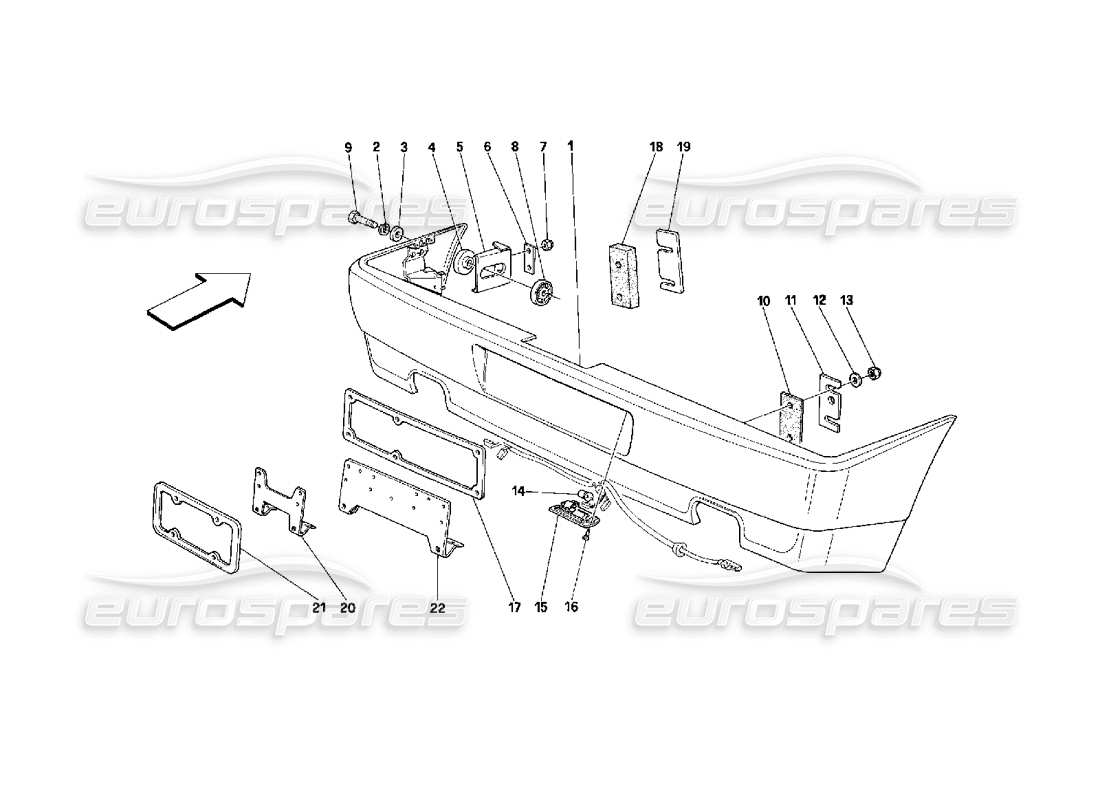 ferrari 348 (2.7 motronic) parachoques trasero diagrama de piezas