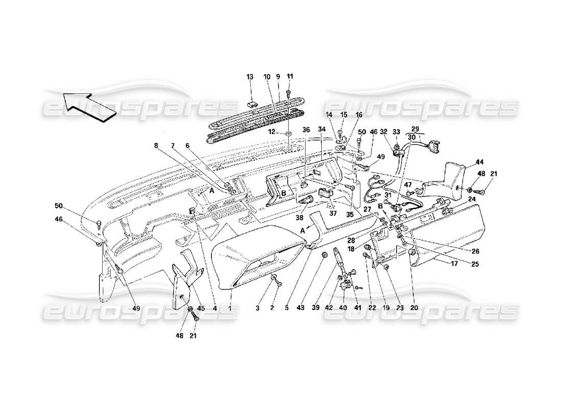 ferrari 348 (2.7 motronic) dashboard - trim and accessories diagrama de piezas