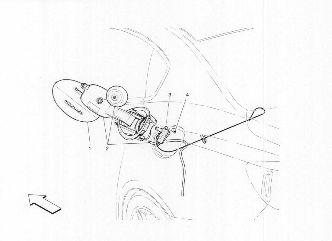 maserati qtp. v6 3.0 bt 410bhp 2015 diagrama de piezas de controles y puerta del tanque de combustible