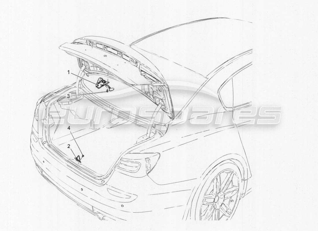 maserati qtp. v8 3.8 530bhp auto 2015 rear lid opening button part diagram