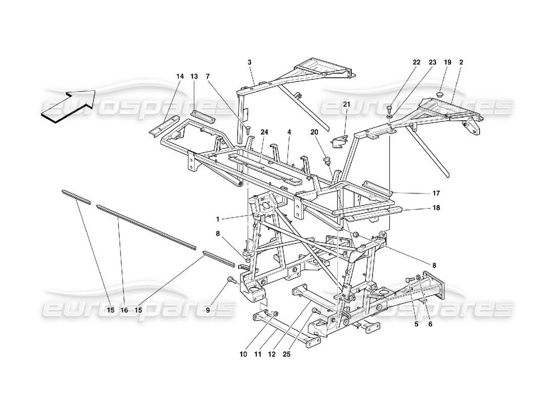 ferrari 355 (5.2 motronic) frame - rear part elements diagrama de piezas