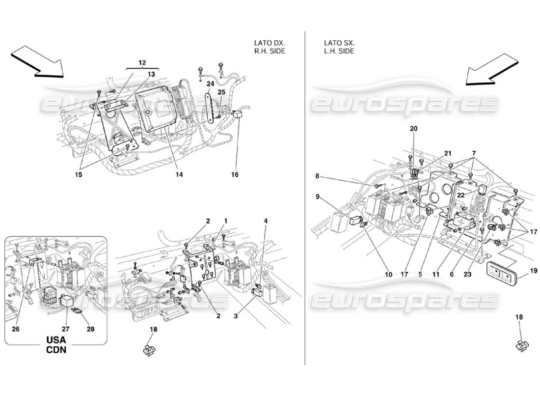 ferrari 360 challenge stradale rear passengers compartment control stations diagrama de piezas