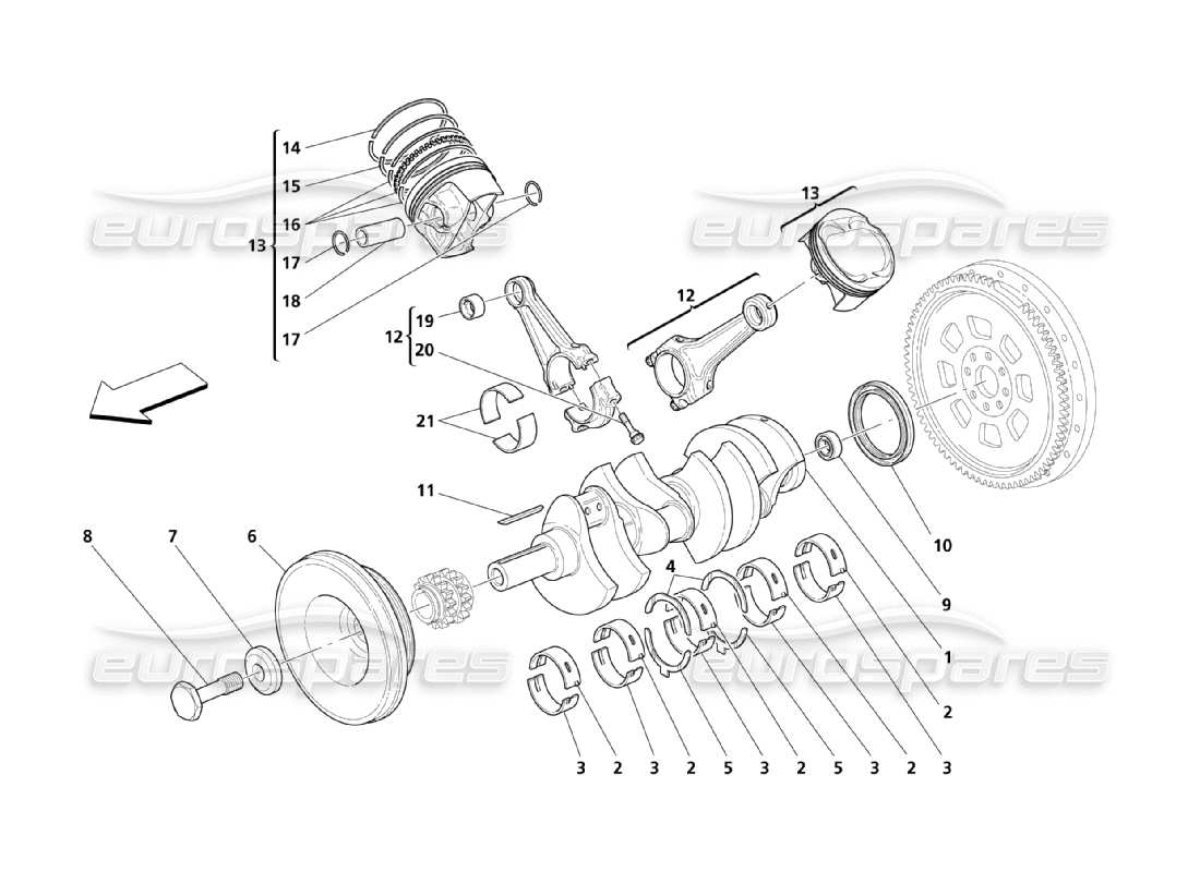 maserati qtp. (2003) 4.2 diagrama de piezas del mecanismo de manivela