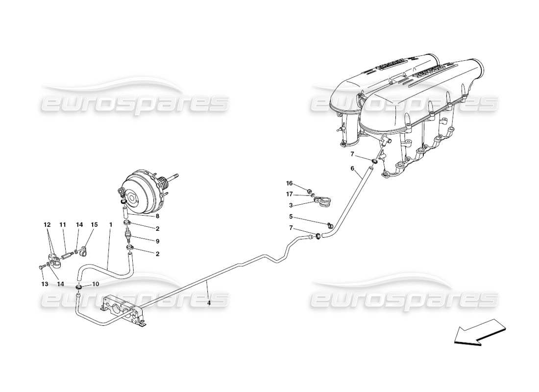 ferrari 430 challenge (2006) sistema de refuerzo de freno diagrama de piezas