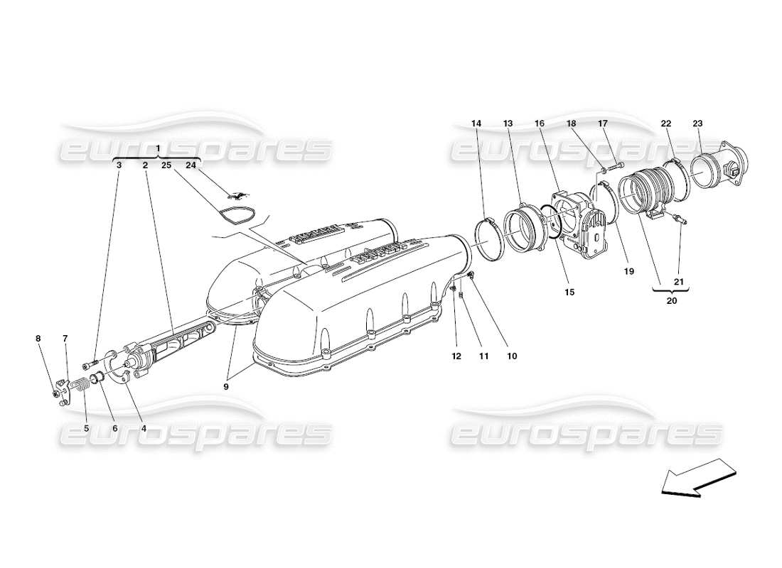 ferrari 430 challenge (2006) air intake manifold cover diagrama de piezas